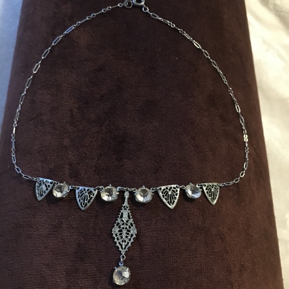 Art Deco Type necklace 15” Delicate Filigree